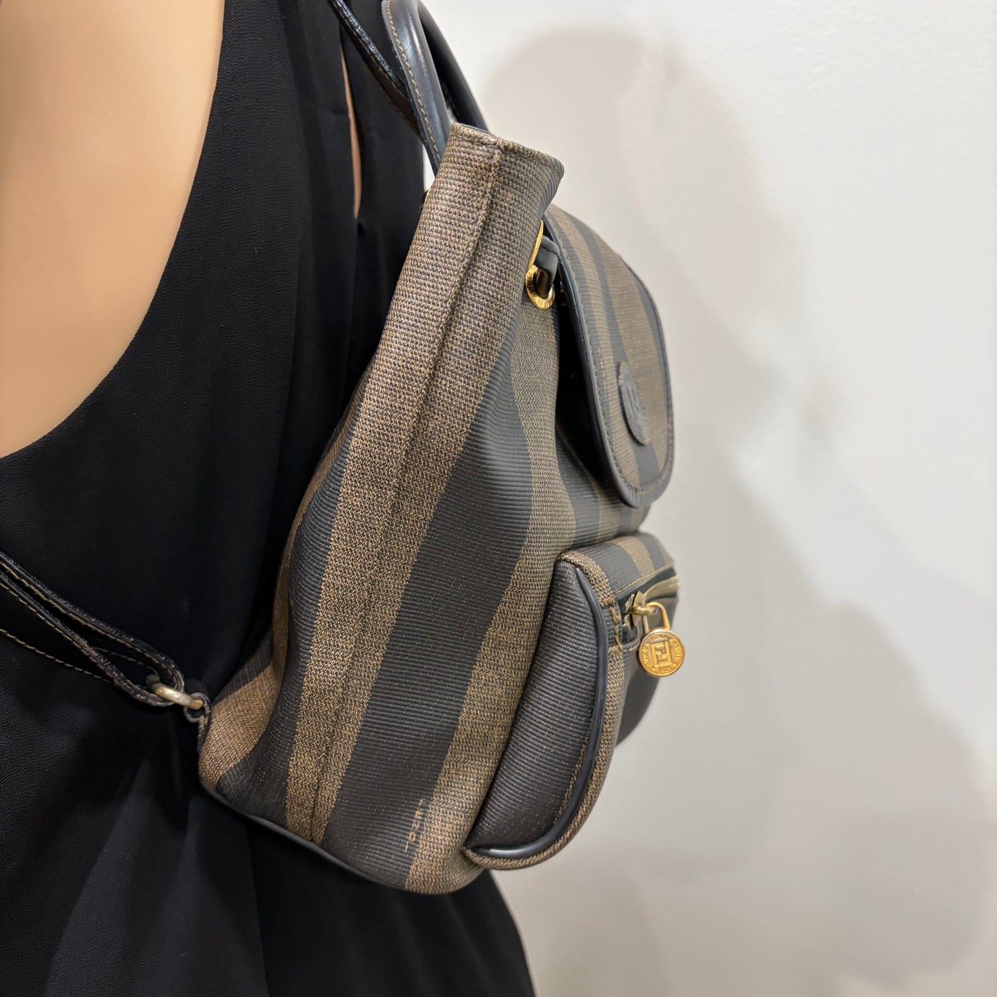 #1115 FENDI Pequin Coated Canvas Vintage Backpack