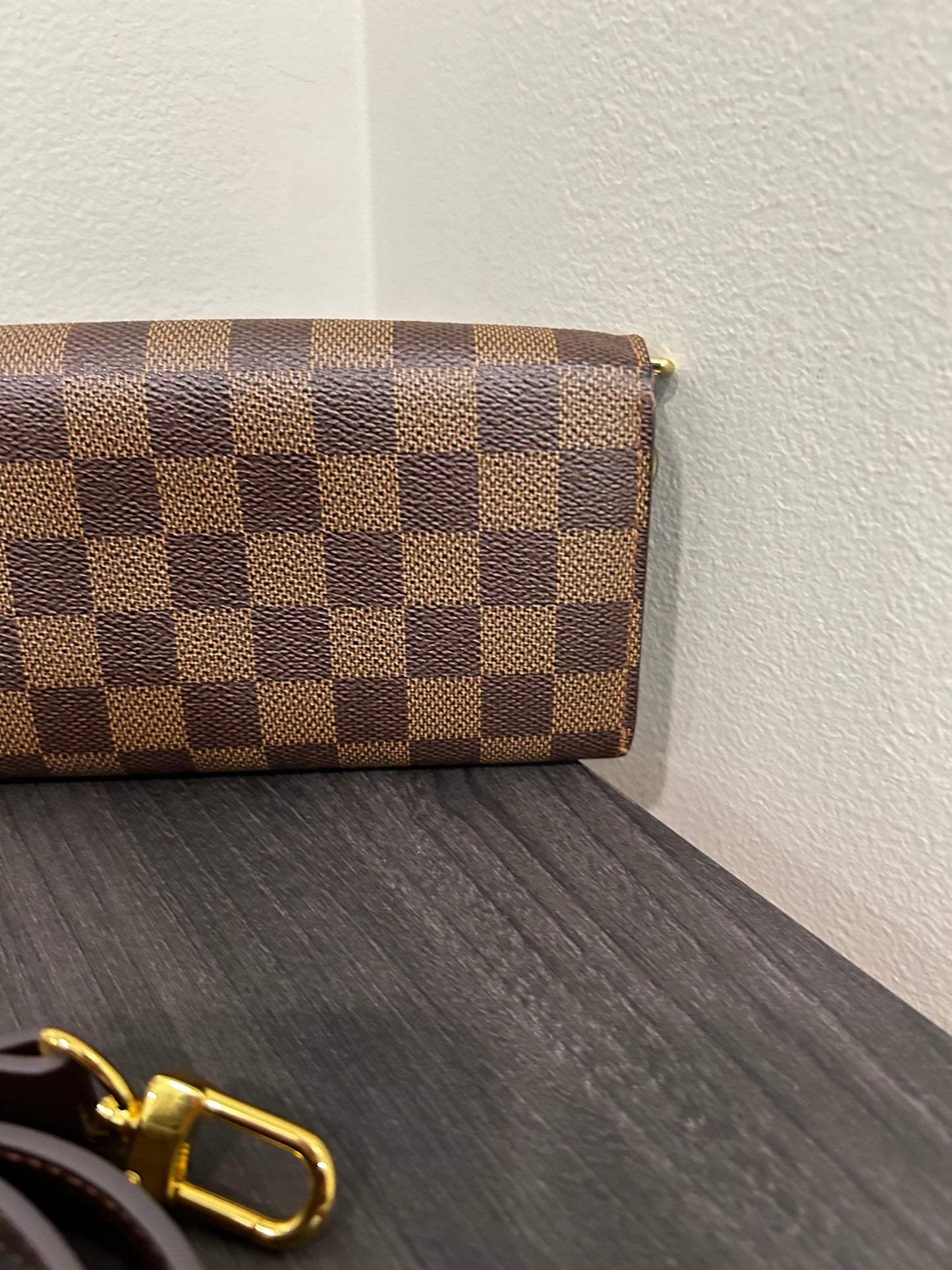 SOLD! Louis Vuitton Damier Wallet with Shoulder Strap