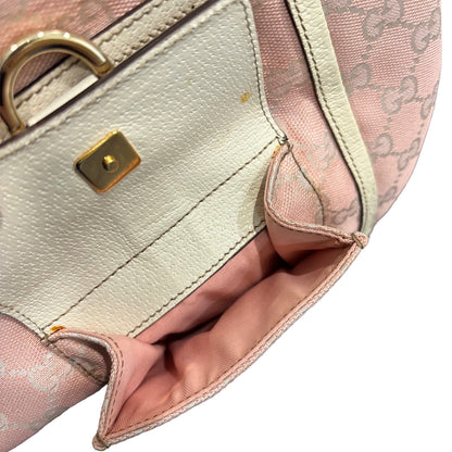 #1128 GUCCI GG Pink Canvas Abbey Pocket Shoulder Tote