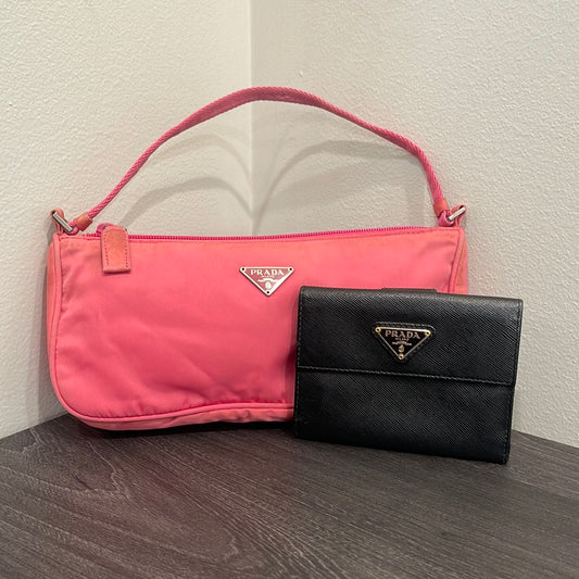 SOLD! Set of 2 Prada Nylon Baguette & Leather Wallet