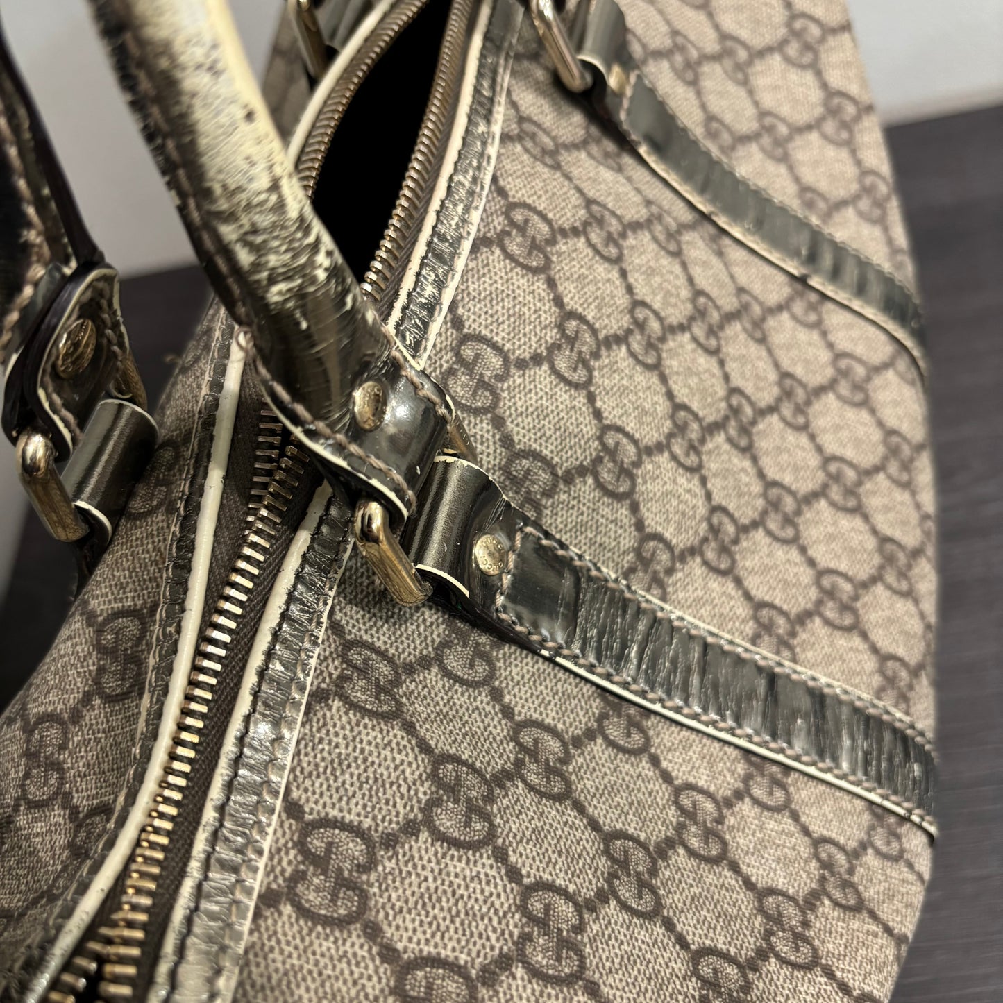 1106 GUCCI Brown/Gold Boston Bag