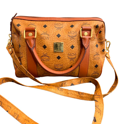 8808 MCM Cognac Visetos Boston 28 Bag