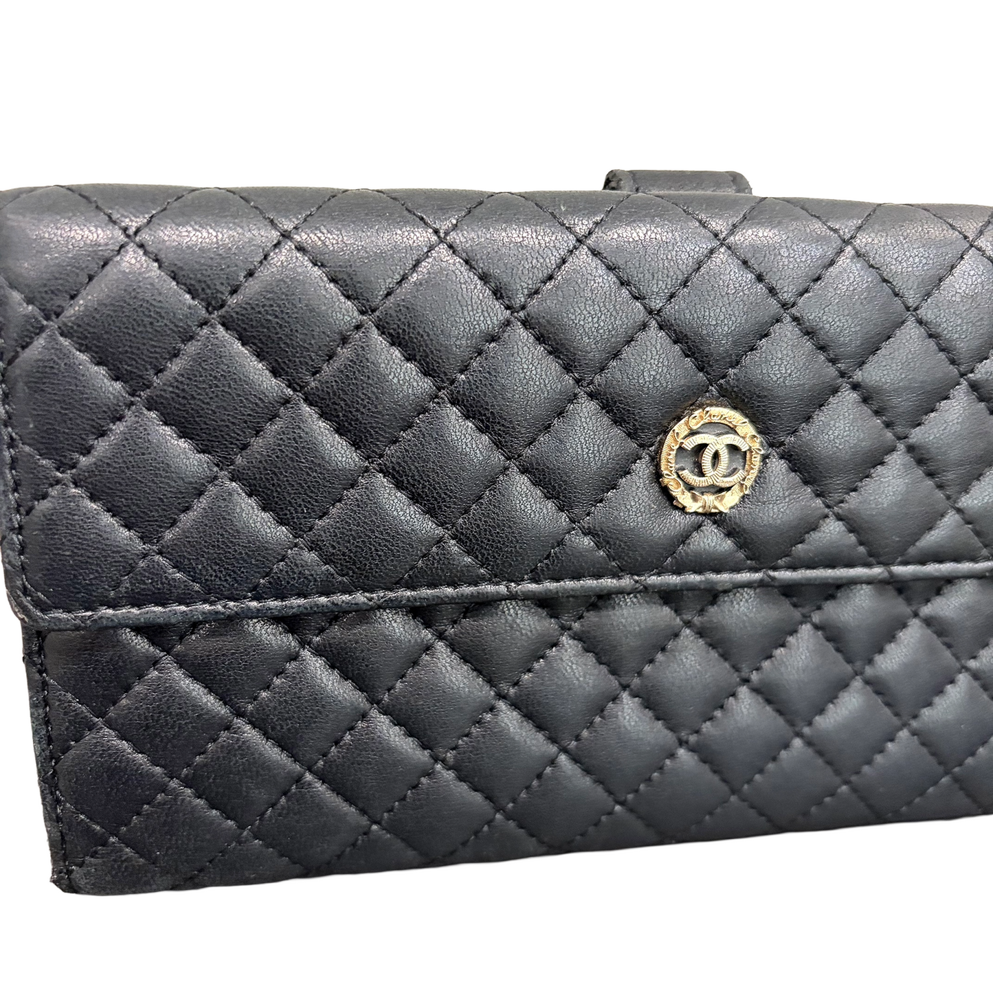 #3229 CHANEL Timeless Medallion Coco Mark Logo Lambskin Micro Quilt Wallet