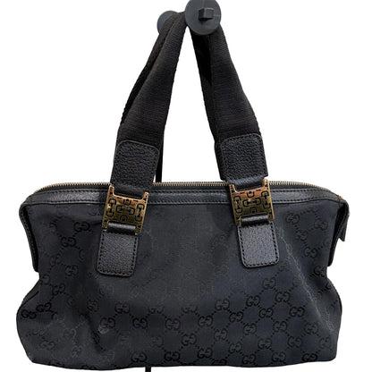 #8226 GUCCI Black GG Canvas Horsebit Bag