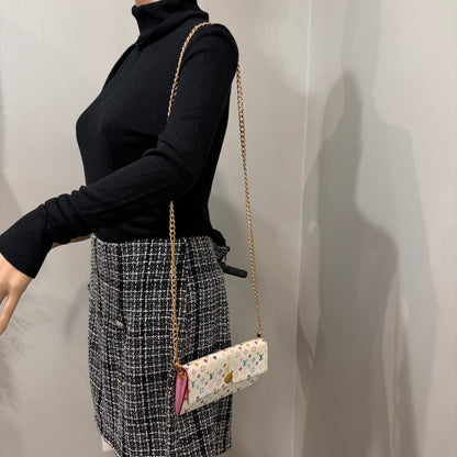 #1101-03 LOUIS VUITTON x MURAKAMI White & Pink Sarah Wallet with Removable Chain