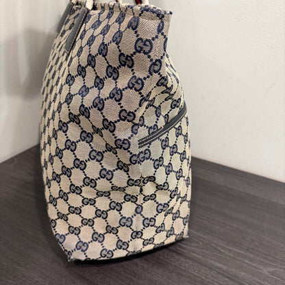 #3204 GUCCI Navy Canvas Large Tote