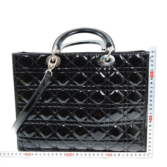 Christian Dior Lady Dior Cannage Patent Leather with Strap