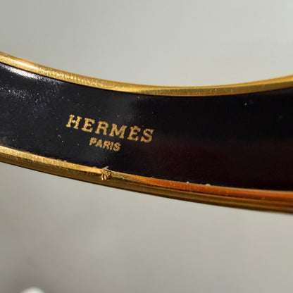 #1118 HERMES Les Leopards Wide Enamel Bangle