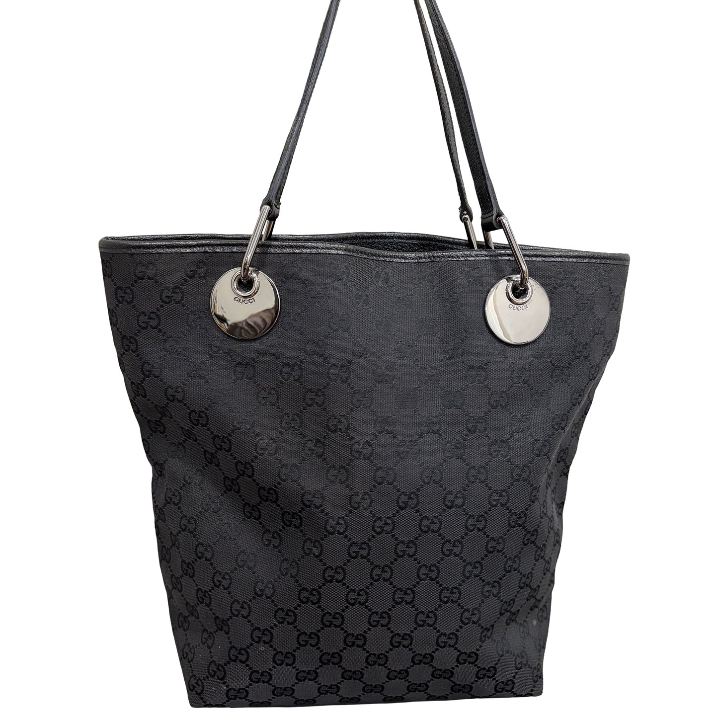 #8256 GUCCI Black GG Canvas Eclipse Tote
