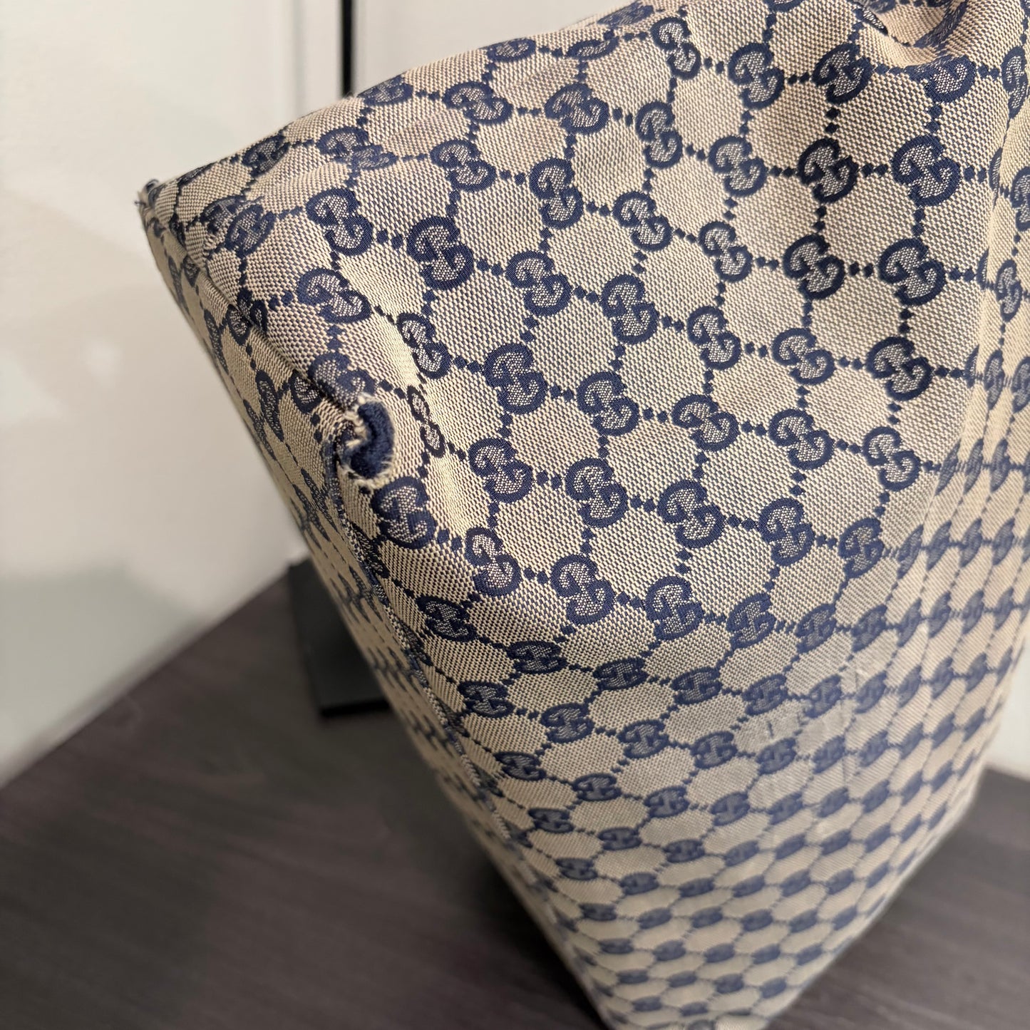 #3204 GUCCI Navy Canvas Large Tote