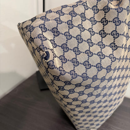 #3204 GUCCI Navy Canvas Large Tote