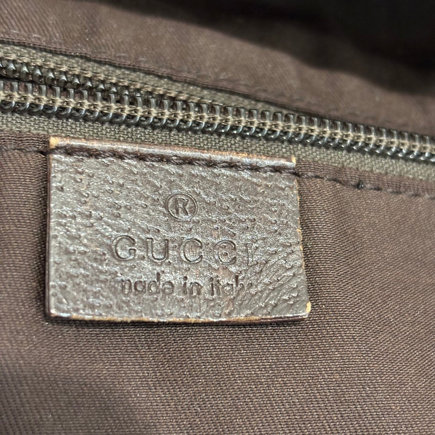 8881 GUCCI Brown Canvas Web Tote