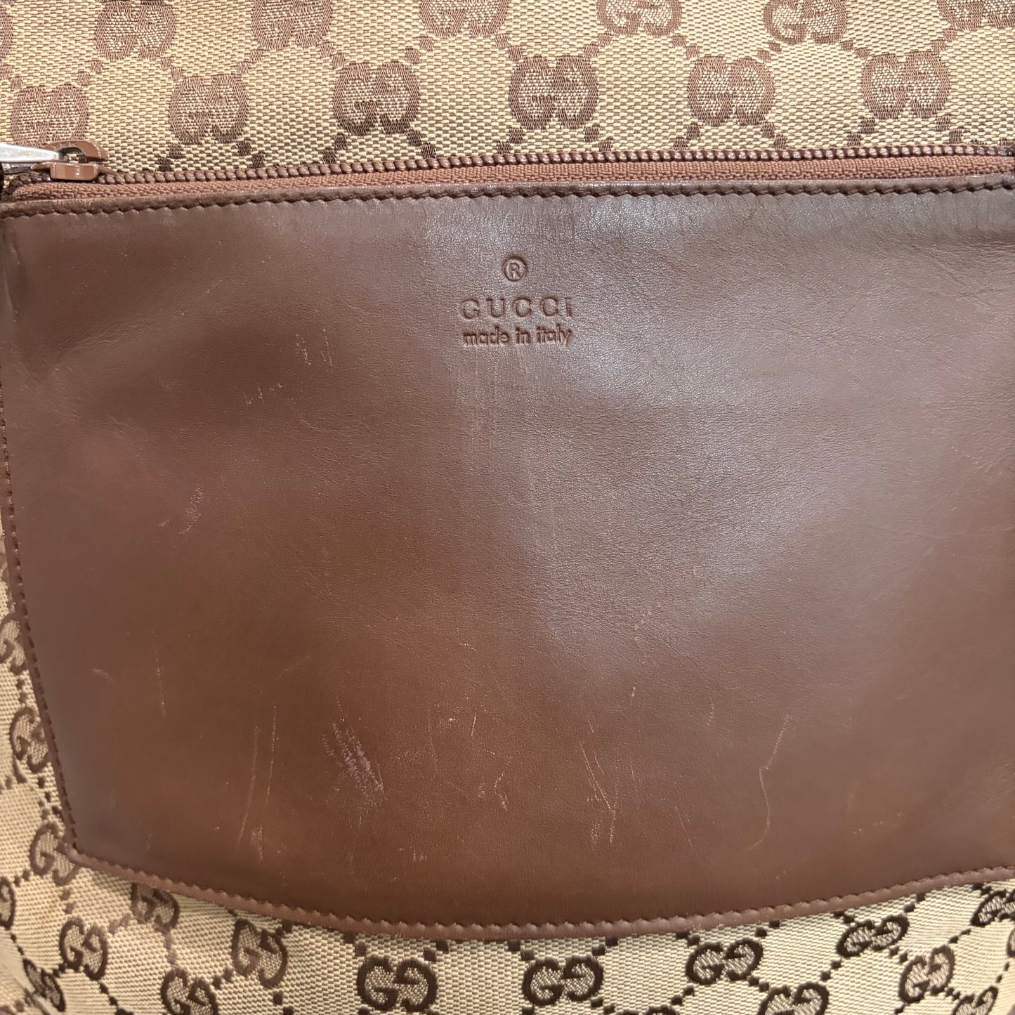 #3222 GUCCI Brown Canvas Large Tote