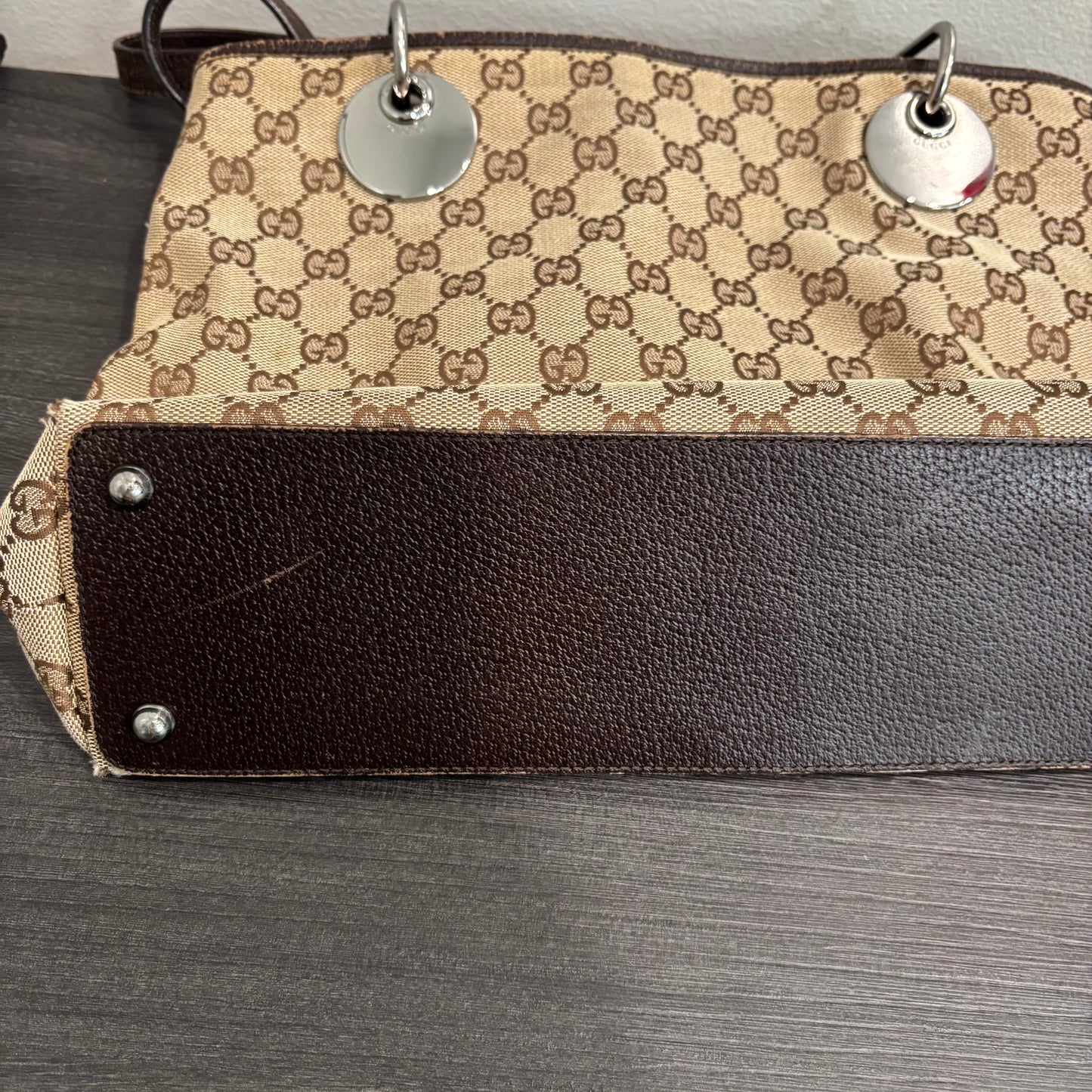 8871 GUCCI Brown Canvas Eclipse Tote