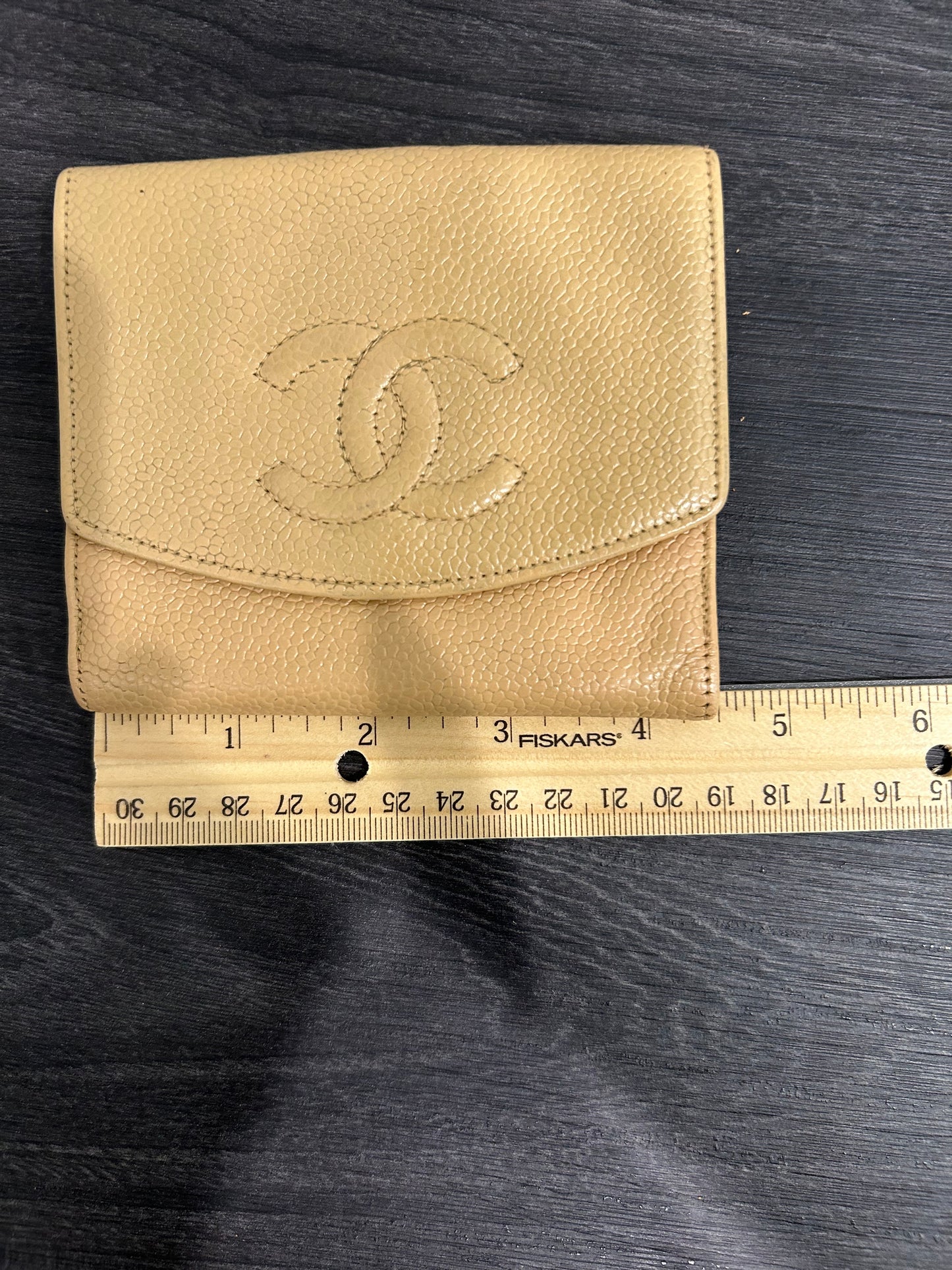 SOLD! CHANEL Beige Caviar Wallet