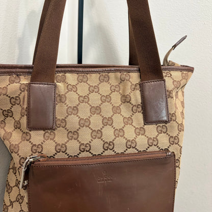 #3222 GUCCI Brown Canvas Large Tote