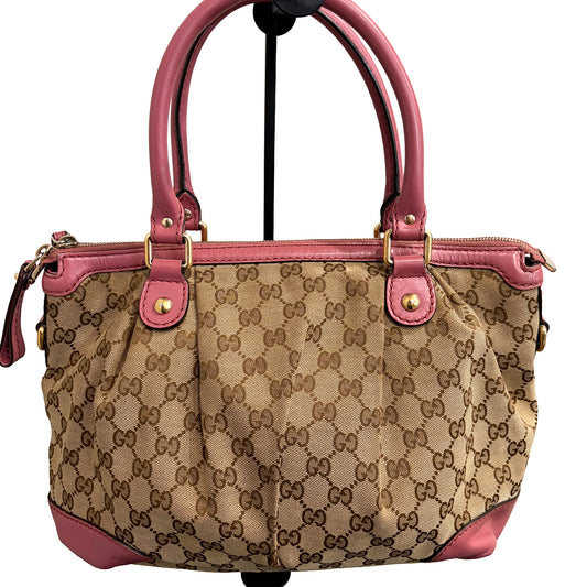 #9108 GUCCI Beige Canvas Sukey Bag