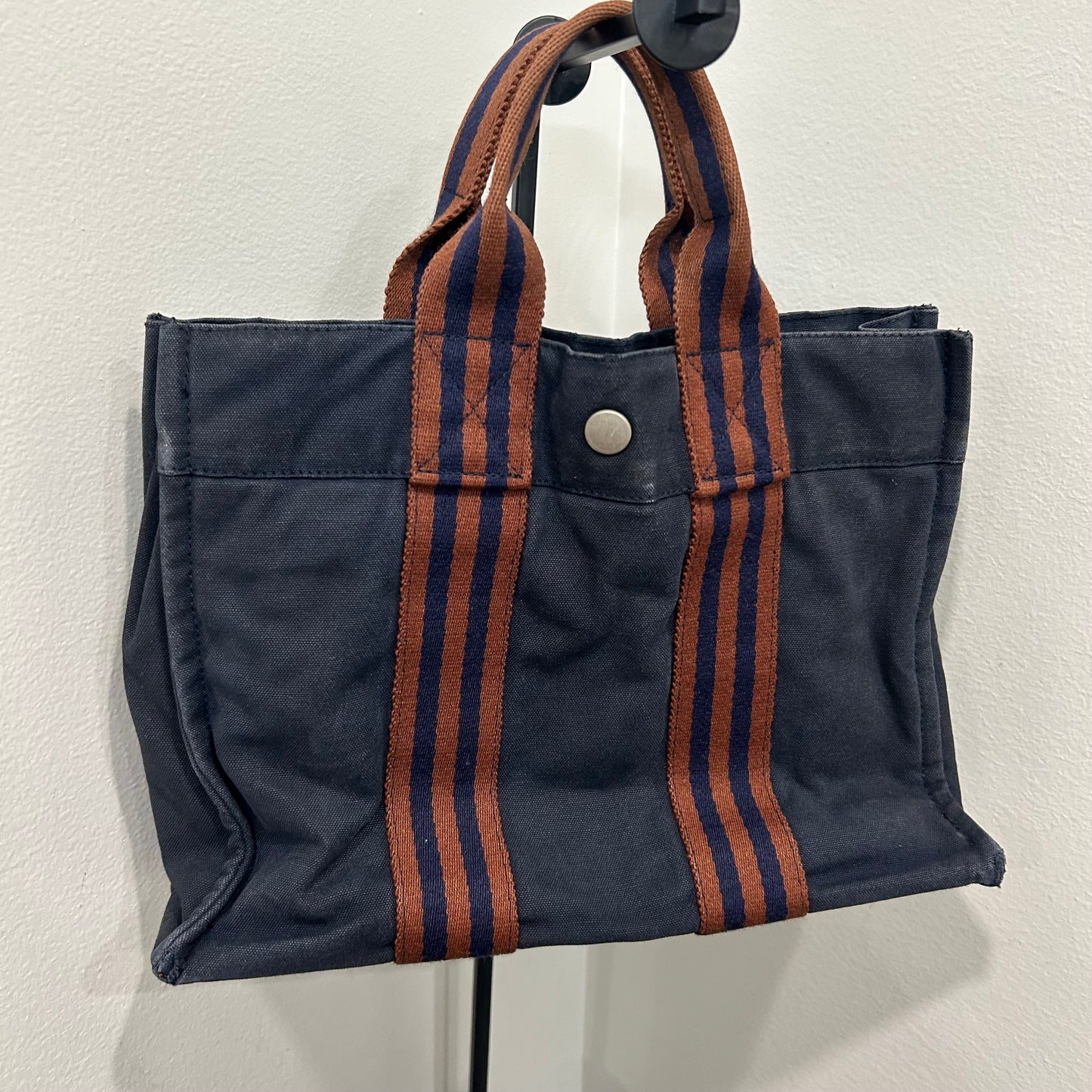 1069 HERMÈS Toile Fourre-Tout PM Tote Blue