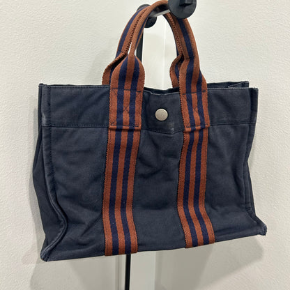 1069 HERMÈS Toile Fourre-Tout PM Tote Blue