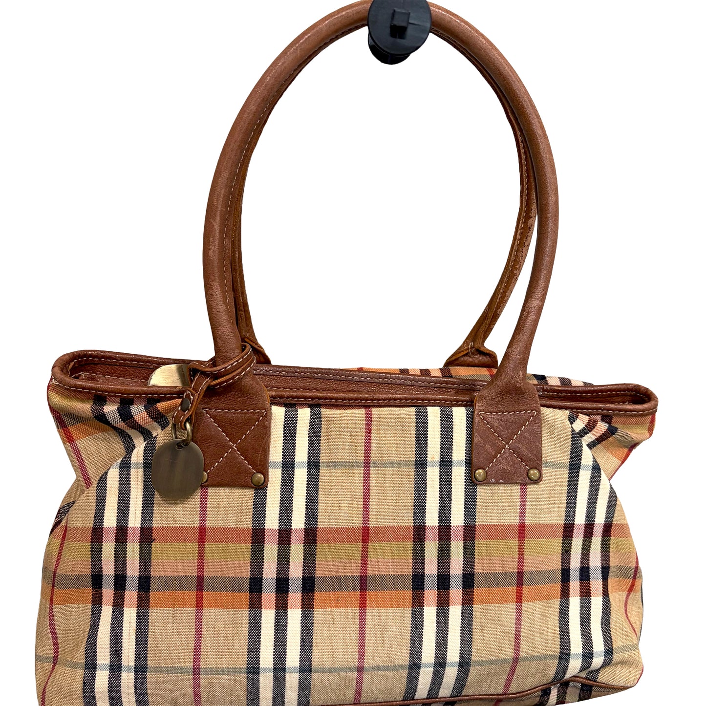 8809 BURBERRY Check Canvas Shoulder Tote
