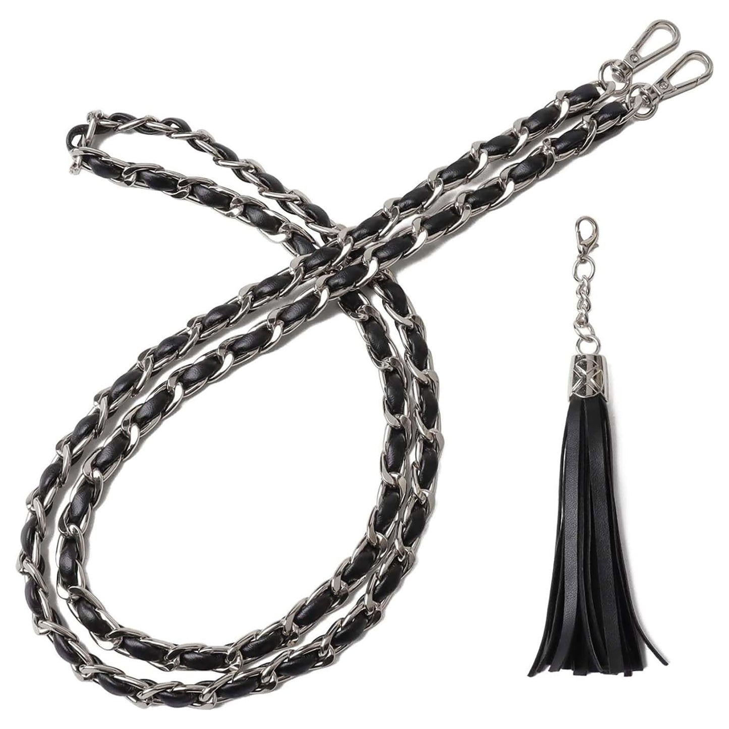 NEW Microfiber Leather Silver-tone Chain & Tassel