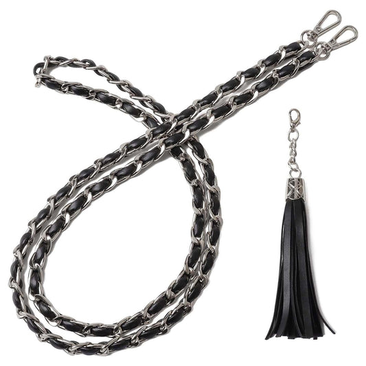 NEW Microfiber Leather Silver-tone Chain & Tassel