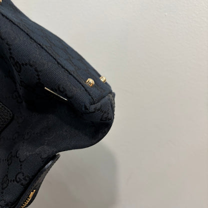 #8226 GUCCI Black GG Canvas Horsebit Bag