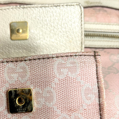 #1128 GUCCI GG Pink Canvas Abbey Pocket Shoulder Tote