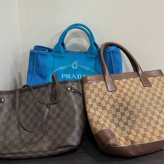 SOLD! Project Bags - LV Neverfull PM, Gucci Tote & Prada Canapa Bag