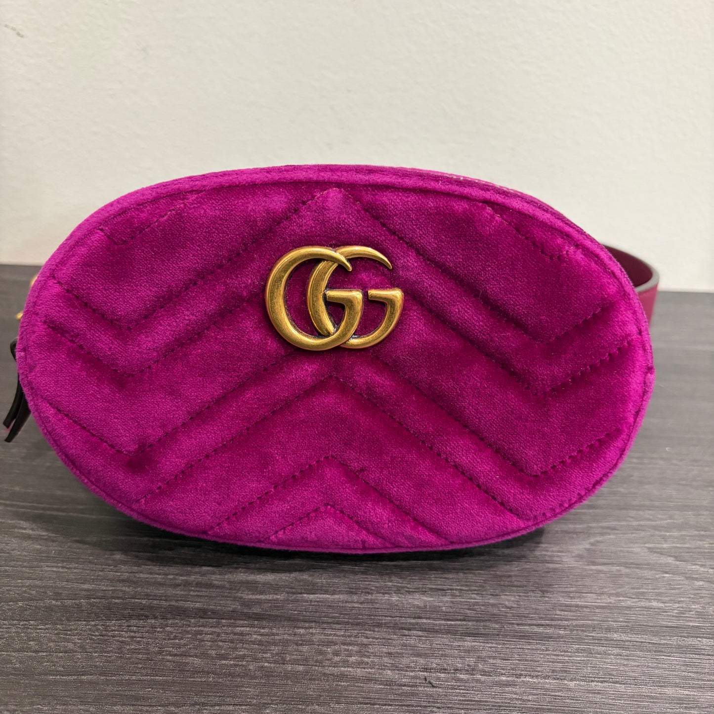 8893 GUCCI Purple GG Marmont Belt Bag Matelasse Velvet MSRP $980