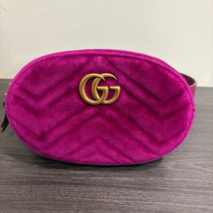 8893 GUCCI Purple GG Marmont Belt Bag Matelasse Velvet MSRP $980