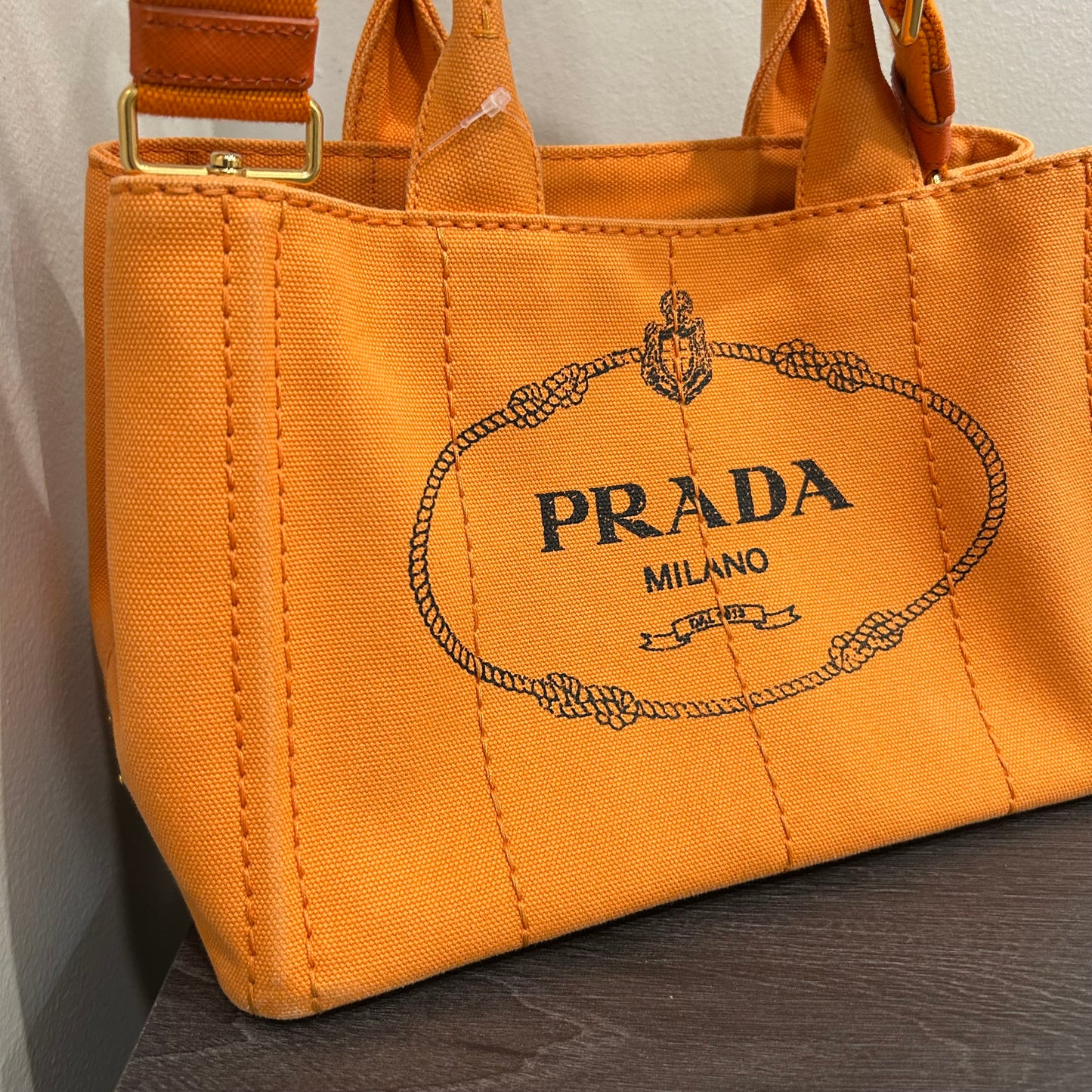 CLEARANCE #837 PRADA Canapa Tote (Orange)