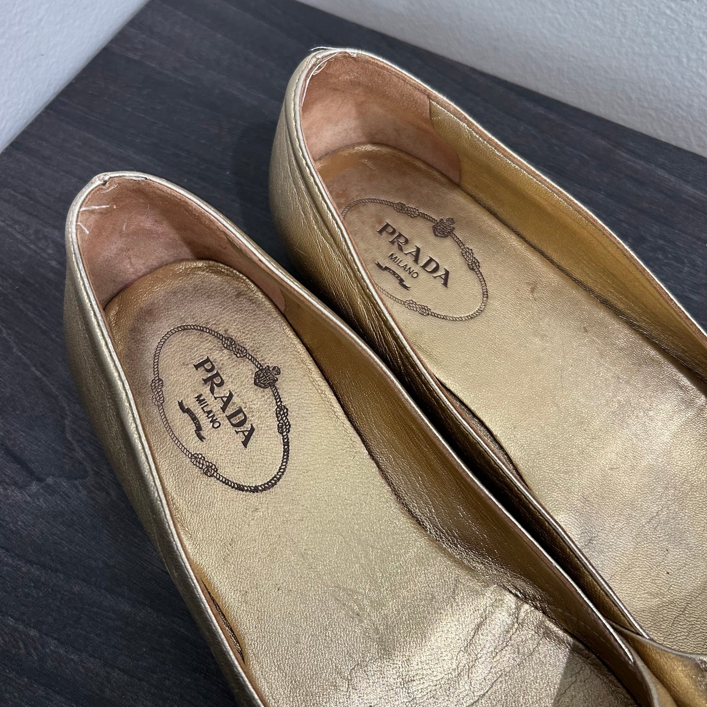 CLEARANCE Prada Metallic Flats size 35