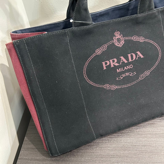 CLEARANCE #819 PRADA Canapa Extra Large Tote - Black