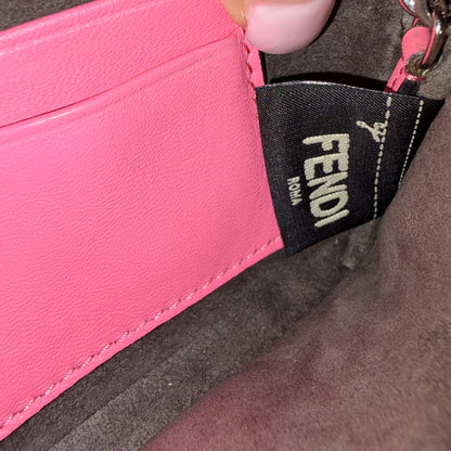 #1117 FENDI Fur-Trimmed Micro Leather Buggie Baguette Bag