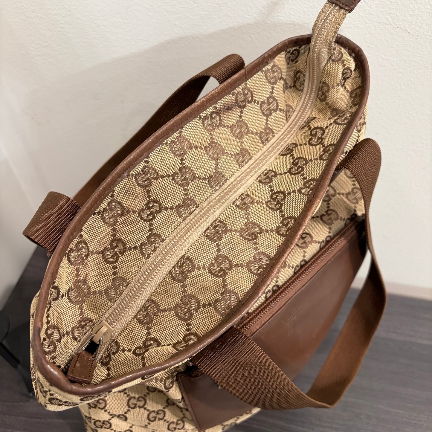 #3222 GUCCI Brown Canvas Large Tote