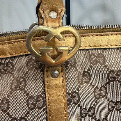 1215-04 GUCCI GG Canvas Lovely Heart Large Tote