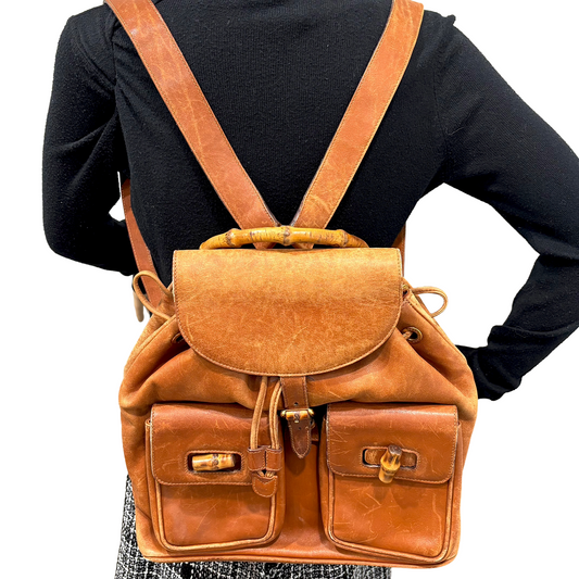 8876 GUCCI Double Pocket Brown Backpack