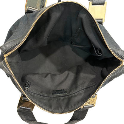 #8226 GUCCI Black GG Canvas Horsebit Bag