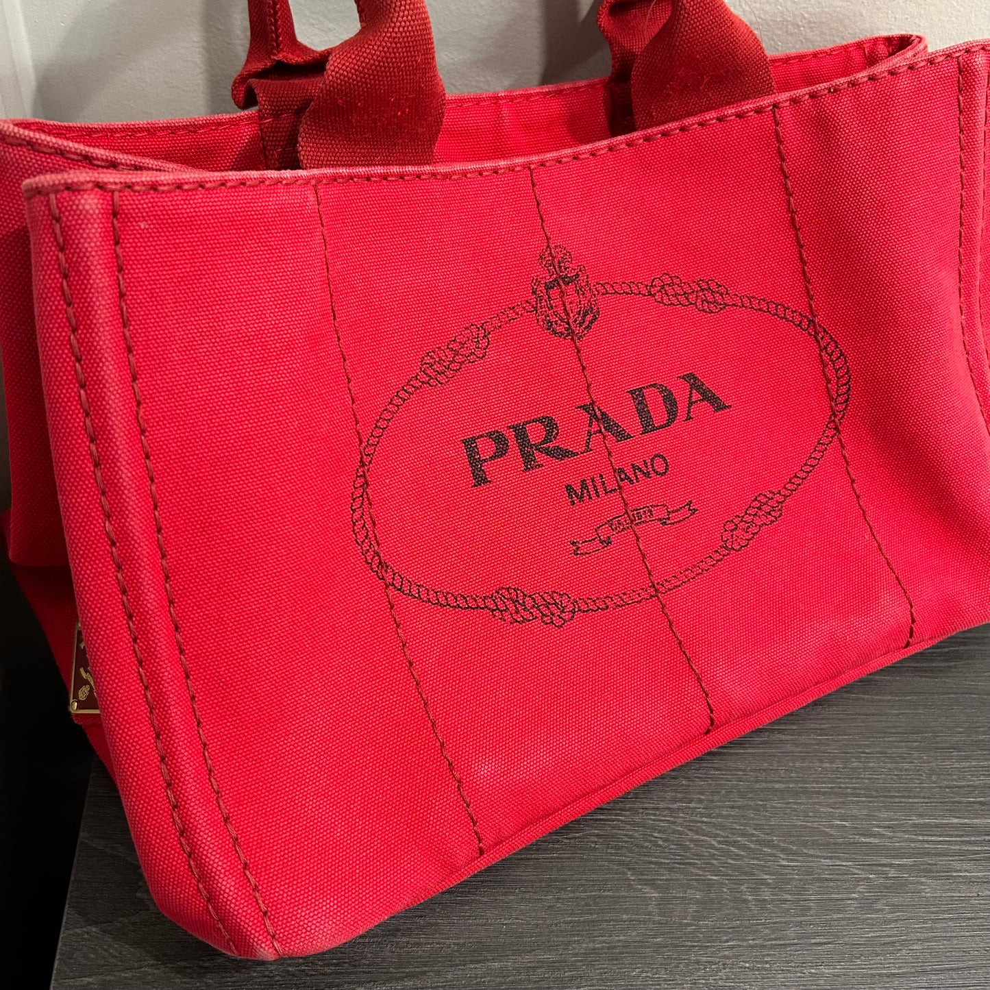 CLEARANCE #836 PRADA Canapa Large Tote (Red)