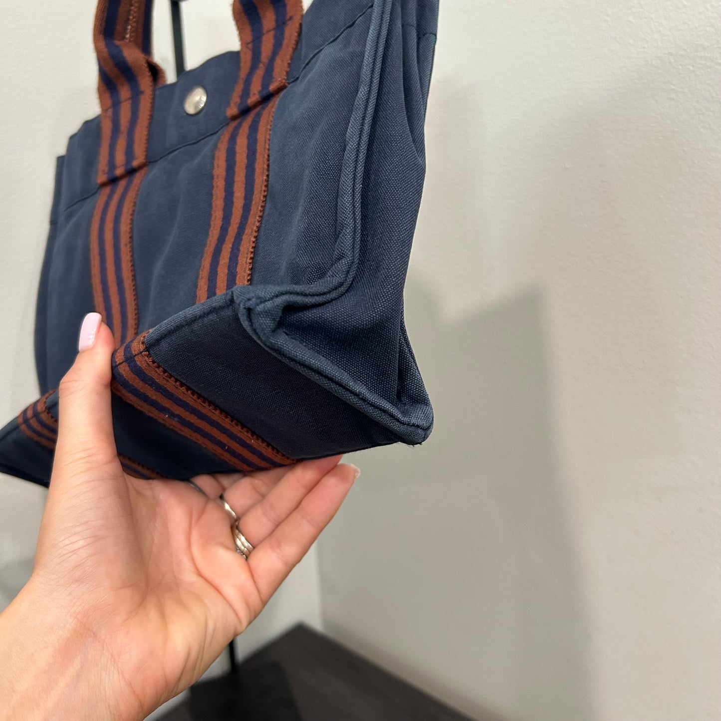1068 HERMÈS Toile Fourre-Tout PM Tote Blue