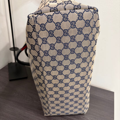 #3204 GUCCI Navy Canvas Large Tote