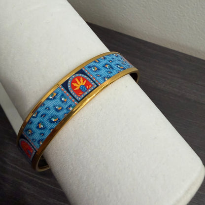 #1118 HERMES Les Leopards Wide Enamel Bangle