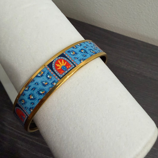 #1118 HERMES Les Leopards Wide Enamel Bangle