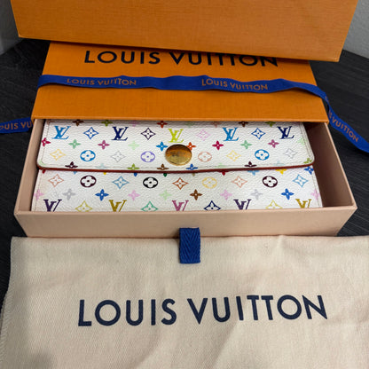 #1101-03 LOUIS VUITTON x MURAKAMI White & Pink Sarah Wallet with Removable Chain