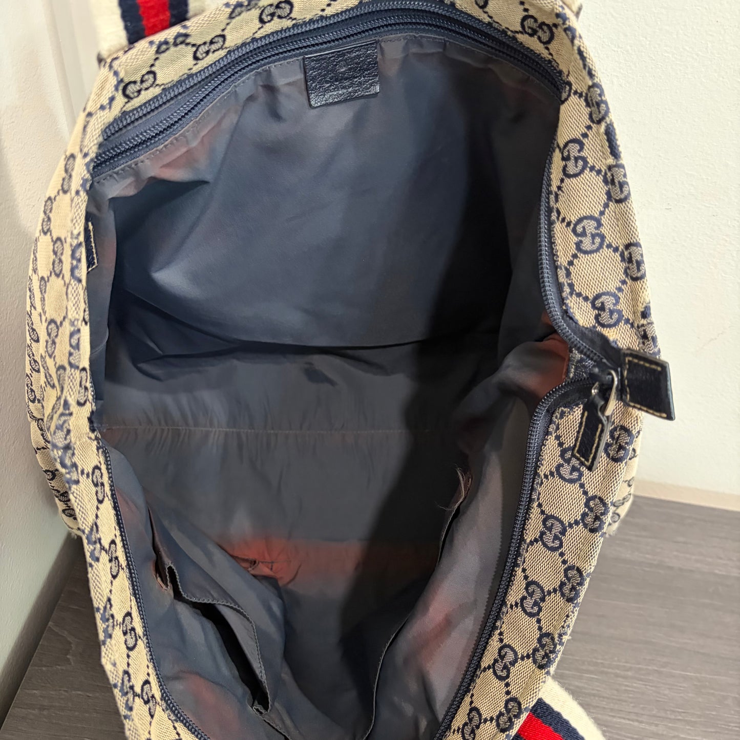 #3204 GUCCI Navy Canvas Large Tote