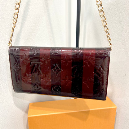 1008 LOUIS VUITTON Striped Vernis Long Wallet with Storage Box