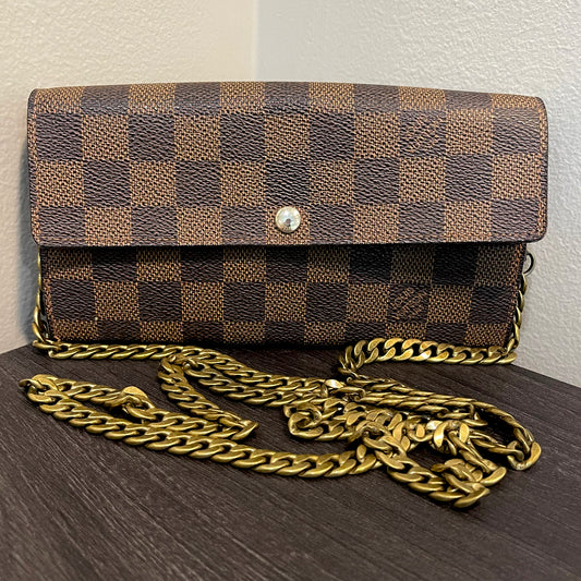 SOLD! Louis Vuitton Damier Ebene Wallet on Chain