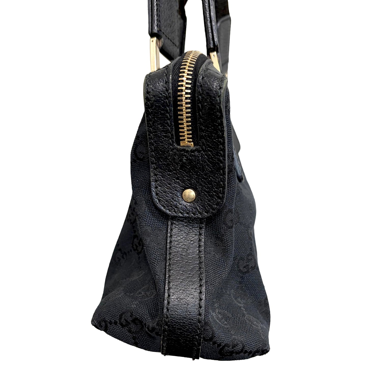 #8226 GUCCI Black GG Canvas Horsebit Bag