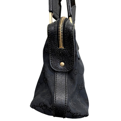 #8226 GUCCI Black GG Canvas Horsebit Bag